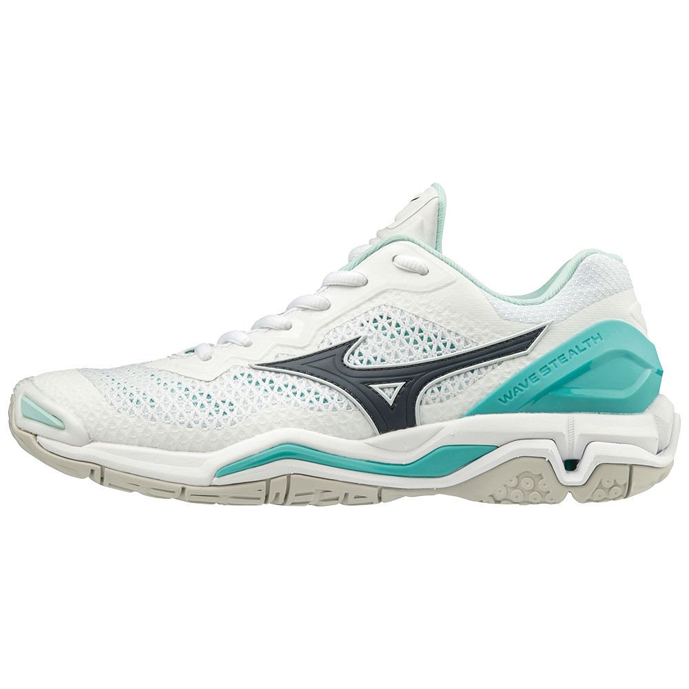 Women's Mizuno Training Shoes White/Blue/Turquoise WAVE STEALTH V NB Shoes - X1GB189613